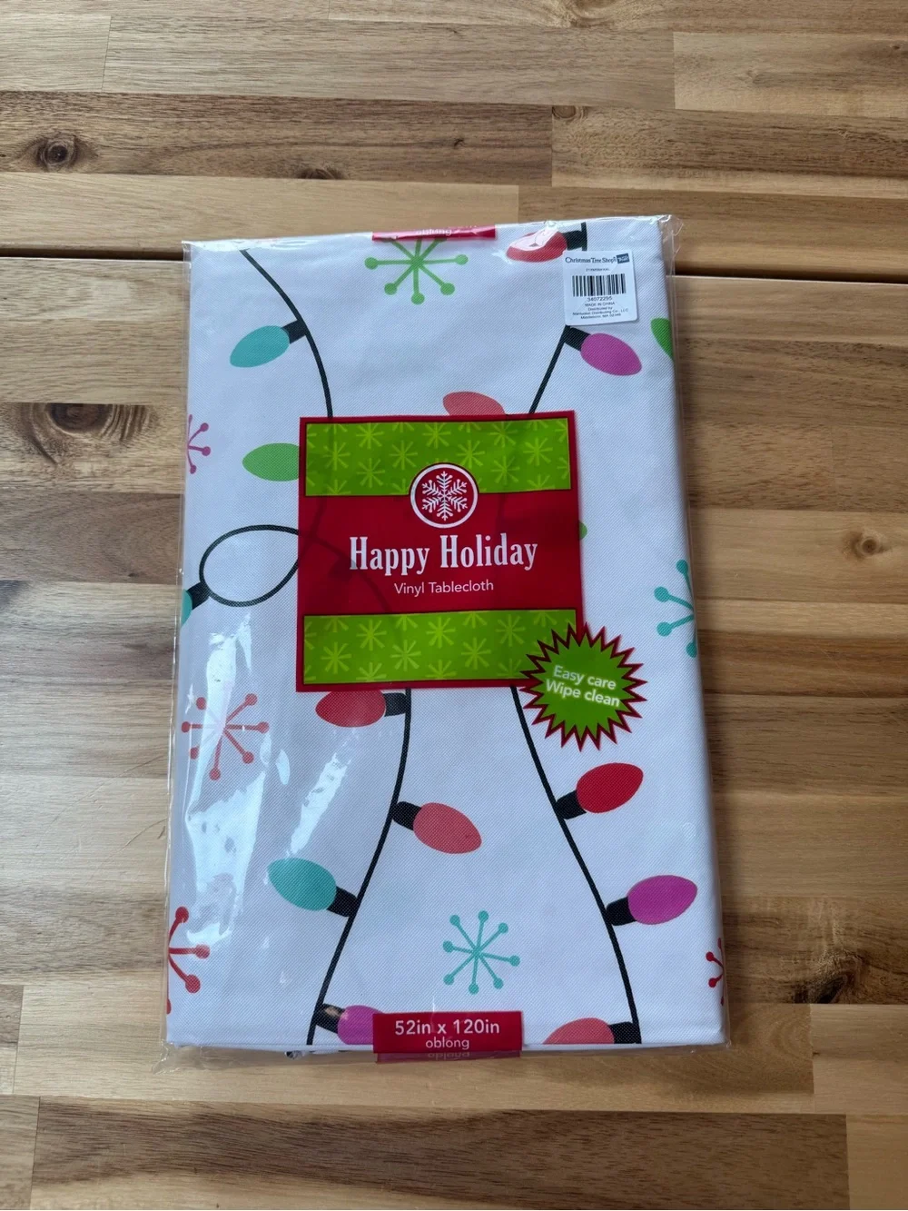Vinyl Tablecloth - White with Multicolor Lights